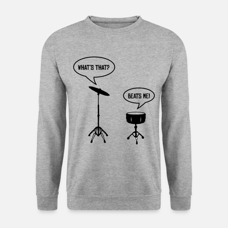 DRUMMER Geschenk Schlagzeug für Schlagzeuger FUNNY - Unisex Pullover - Weißgrau meliert