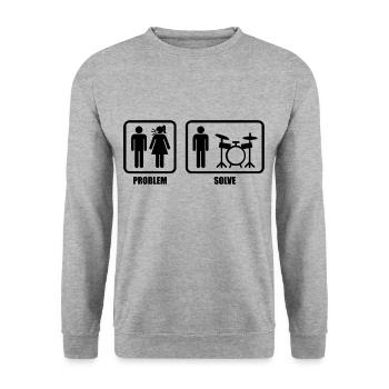 DRUMMER Geschenk Schlagzeug für Schlagzeuger - Unisex Pullover - Weißgrau meliert - Vorne - Alina (178cm) & Michal (187cm)