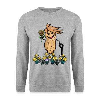 Jardinier d’arachide Fleurs de jardinage - Sweat-shirt Unisexe - gris chiné - Devant - Alina (178cm) & Michal (187cm)