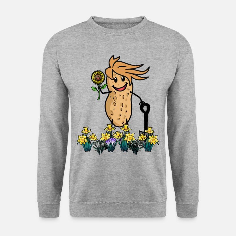 Erdnuss Gärtner Gartenbau Gartenarbeit Blumen - Unisex Pullover - Weißgrau meliert