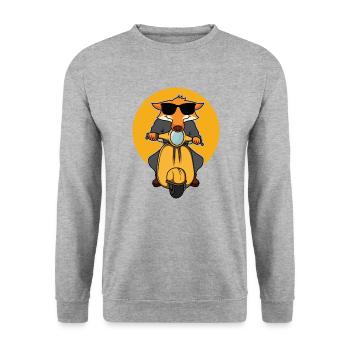 Funny fox on scooter gifts - Unisex Sweatshirt - salt & pepper - Front - Alina (178cm) & Michal (187cm)