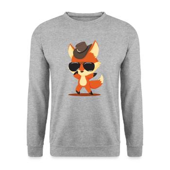 Renard avec des lunettes de soleil chapeau western design animal - Sweat-shirt Unisexe - gris chiné - Devant - Alina (178cm) & Michal (187cm)