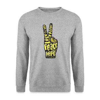 Love Faith Peace Hope Hand Sign Hand Sign - Unisex Sweatshirt - salt & pepper - Front - Alina (178cm) & Michal (187cm)