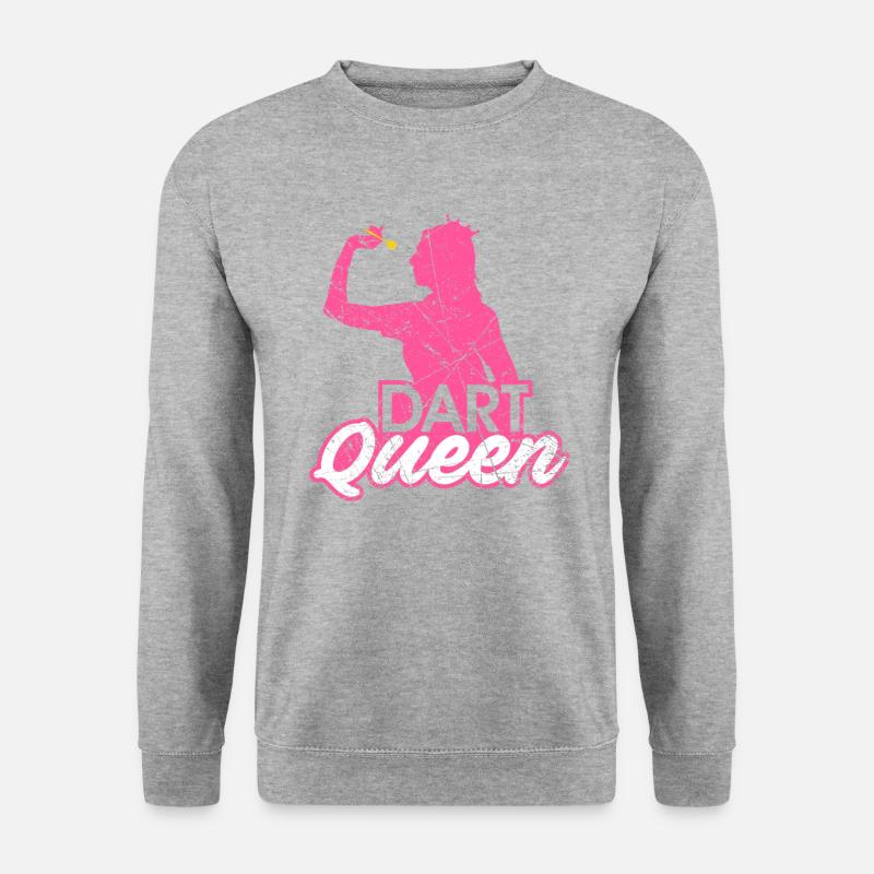 Dart Queen Dart Spielerin Dart Königin Geschenk - Unisex Pullover - Weißgrau meliert