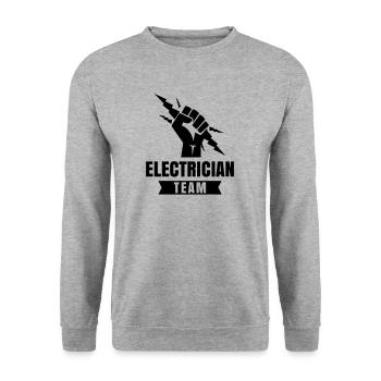 Beruf Elektrik Elektriker Elektroinstallateur Team - Unisex Pullover - Weißgrau meliert - Vorne - Alina (178cm) & Michal (187cm)