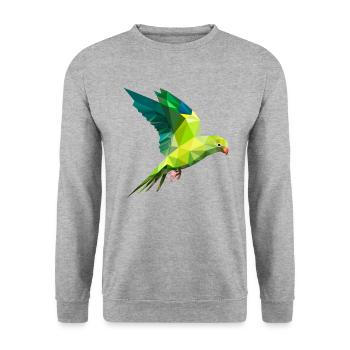 Perroquets perruche polygone oiseau art - Sweat-shirt Unisexe - gris chiné - Devant - Alina (178cm) & Michal (187cm)
