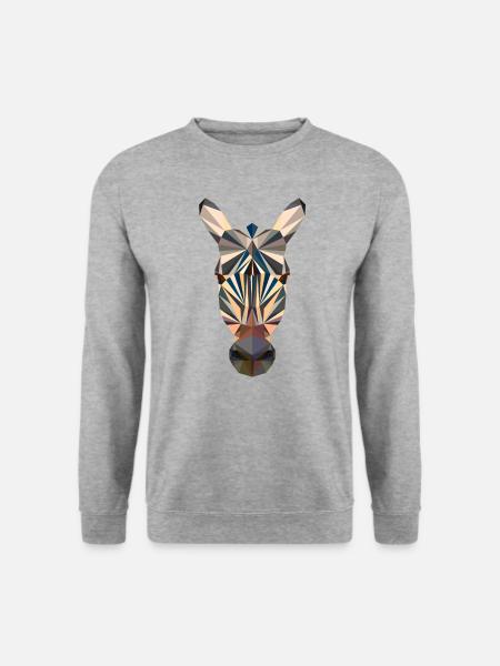 Polygon Zebra Esel Pferd Kunst Zeichnung - Unisex Pullover - Weißgrau meliert
