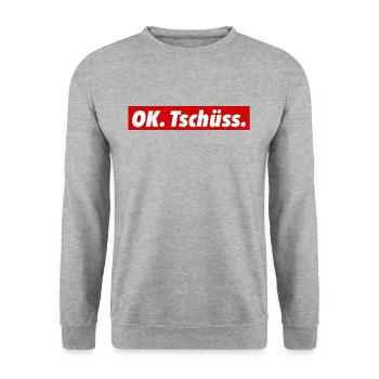 Ok tschüss ok bye ciaolustig geschenk - Unisex Pullover - Weißgrau meliert - Vorne - Alina (178cm) & Michal (187cm)