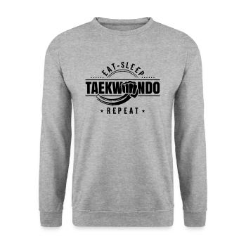 Mangez Sleep Taekwondo Répétez Tae Kwon Do - Sweat-shirt Unisexe - gris chiné - Devant - Alina (178cm) & Michal (187cm)