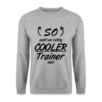 Trainer - So sieht eine richtig coole Trainer aus - Unisex Pullover - Weißgrau meliert - Vorne - Alina (178cm) & Michal (187cm)