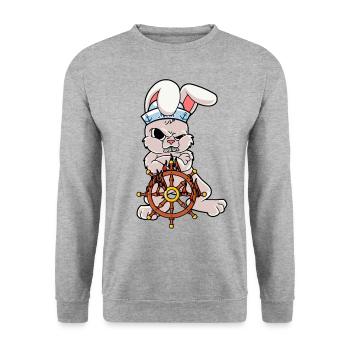 Timonier maritime Marin Lapin Nautique Feu Ahoy - Sweat-shirt Unisexe - gris chiné - Devant - Alina (178cm) & Michal (187cm)