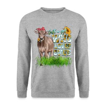 Just A Girl Who Loves Cows - Unisex Sweatshirt - salt & pepper - Front - Alina (178cm) & Michal (187cm)