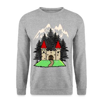 Castle Fortress Medieval Knight Nature Fantasy - Unisex Sweatshirt - salt & pepper - Front - Alina (178cm) & Michal (187cm)