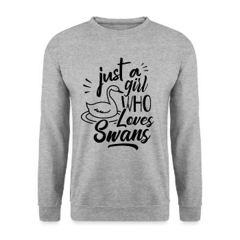 Une fille Le cygne Aime cygne Oiseau Drôle - Sweat-shirt Unisexe - gris chiné - Devant - Alina (178cm) & Michal (187cm)