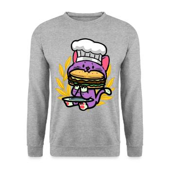 Cats, Child, Burger, Snacking, Hunger, Fast Food, Kid - Unisex Sweatshirt - salt & pepper - Front - Alina (178cm) & Michal (187cm)