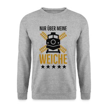 Weiche Lokführer lustige Eisenbahner Sprüche - Unisex Pullover - Weißgrau meliert - Vorne - Alina (178cm) & Michal (187cm)