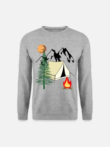 Trecking Zelten Sommer Sommerurlaub Ferien Natur - Unisex Pullover - Weißgrau meliert