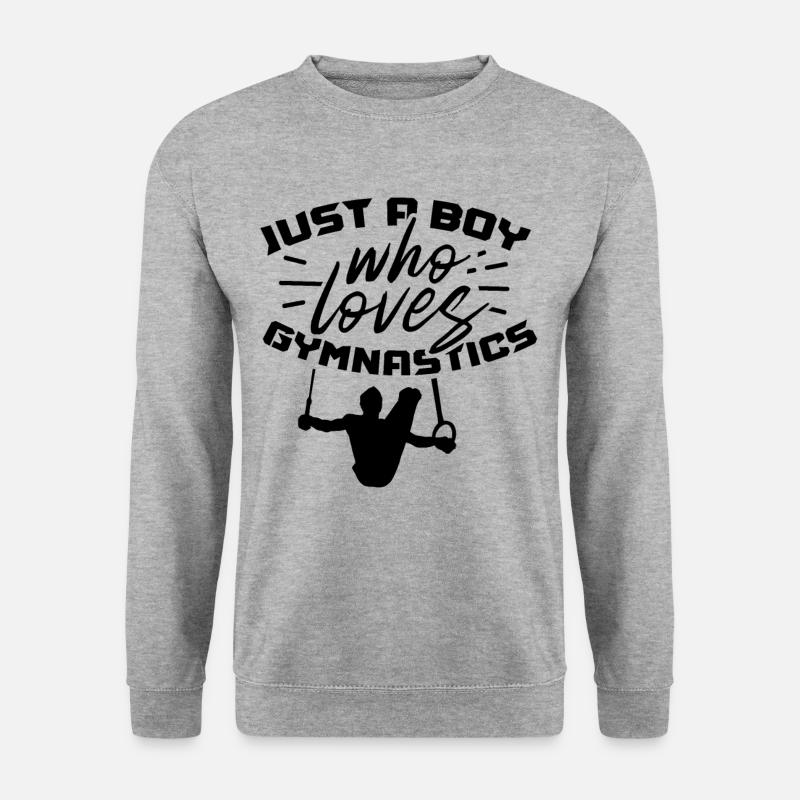 Nur Ein Junge Der Gymnastik Liebt Gymnast Akrobat - Unisex Pullover - Weißgrau meliert