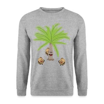 Kokosnuss Palme Palmen Nuss Nüsse Botanisch - Unisex Pullover - Weißgrau meliert - Vorne - Alina (178cm) & Michal (187cm)