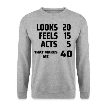 40th Birthday Funny Humour Gift - Unisex Sweatshirt - salt & pepper - Front - Alina (178cm) & Michal (187cm)