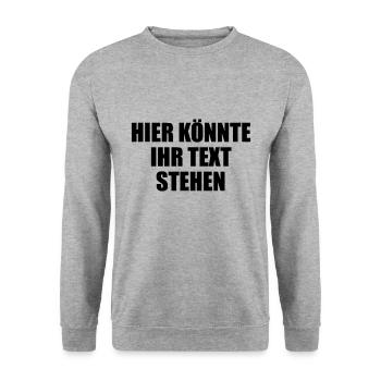 Hier könnte ihr Text Geschenk selber gestalten - Unisex Pullover - Weißgrau meliert - Vorne - Alina (178cm) & Michal (187cm)