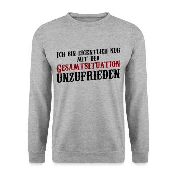 Witz Politik Gesamtsituation Wahlen Bundestag Gag - Unisex Pullover - Weißgrau meliert - Vorne - Alina (178cm) & Michal (187cm)