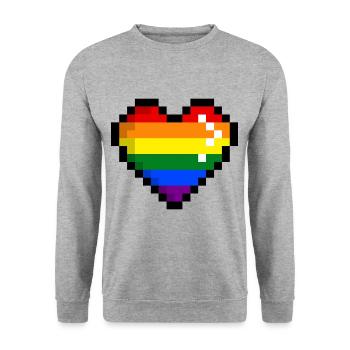 GAYMER PIXEL HEART LGBT Pride Gay Pride Month - Sweat-shirt Unisexe - gris chiné - Devant - Alina (178cm) & Michal (187cm)
