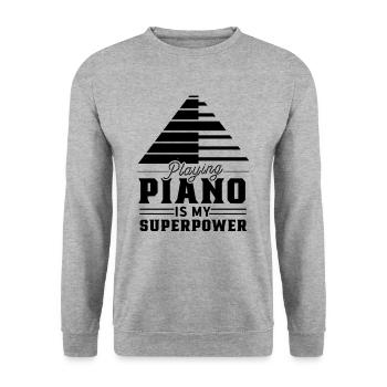 Klavier Spielen Ist Meine Superkraft Pianist - Unisex Pullover - Weißgrau meliert - Vorne - Alina (178cm) & Michal (187cm)