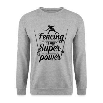 Fechten Ist Meine Superkraft Fechter Fechtsport - Unisex Pullover - Weißgrau meliert - Vorne - Alina (178cm) & Michal (187cm)