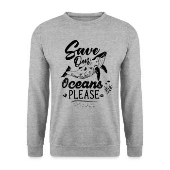 Sauver Nos océans S’il vous plaît sauver les animaux Bien-être animal - Sweat-shirt Unisexe - gris chiné - Devant - Alina (178cm) & Michal (187cm)