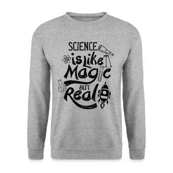Science Is Like Magic But Real Researchers - Unisex Sweatshirt - salt & pepper - Front - Alina (178cm) & Michal (187cm)