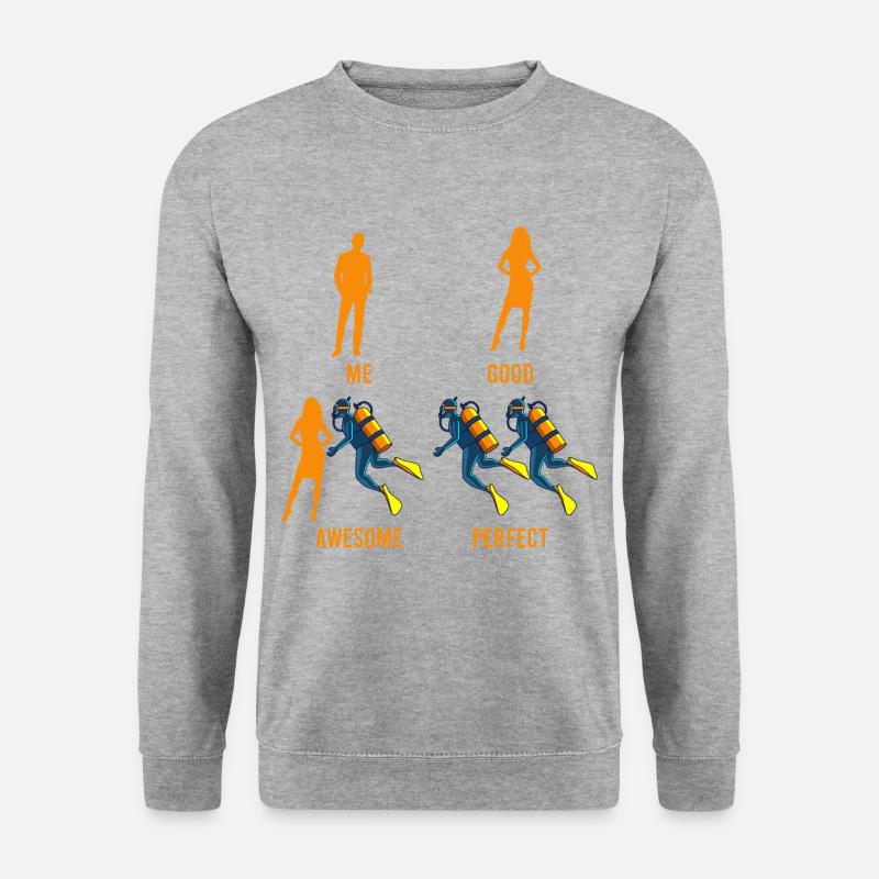 Taucher Lustig Tauchen Büro Taucherin - Unisex Pullover - Weißgrau meliert