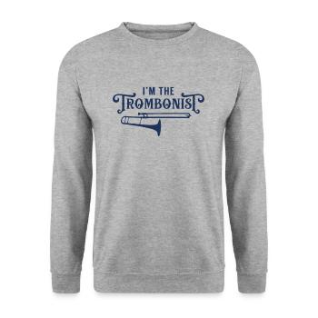 Ich bin Posaunist Spieler Musiker Posaune - Unisex Pullover - Weißgrau meliert - Vorne - Alina (178cm) & Michal (187cm)