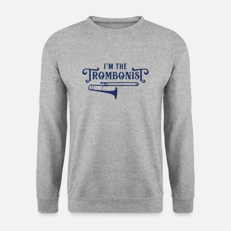 Ich bin Posaunist Spieler Musiker Posaune - Unisex Pullover - Weißgrau meliert