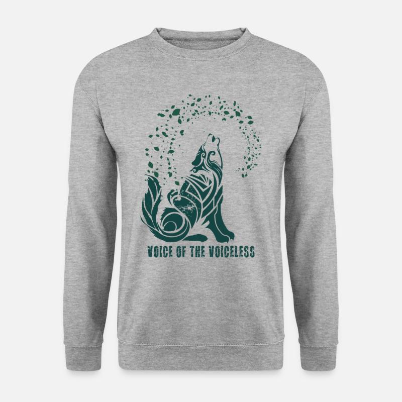 Earth Day Wolf Silhouette Tierschutz Tierschützer - Unisex Pullover - Weißgrau meliert