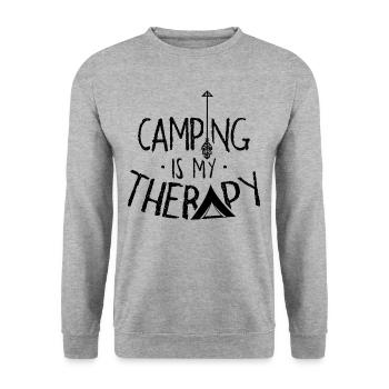 Campen Ist Meine Therapie Camperin Camping Camper - Unisex Pullover - Weißgrau meliert - Vorne - Alina (178cm) & Michal (187cm)