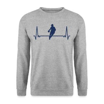Herzschlag Frauenhandball Spielerin Handballerin - Unisex Pullover - Weißgrau meliert - Vorne - Alina (178cm) & Michal (187cm)