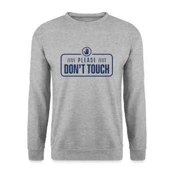 Bitte nicht anfassen Hände Weg Finger Berühren - Unisex Pullover - Weißgrau meliert - Vorne - Alina (178cm) & Michal (187cm)
