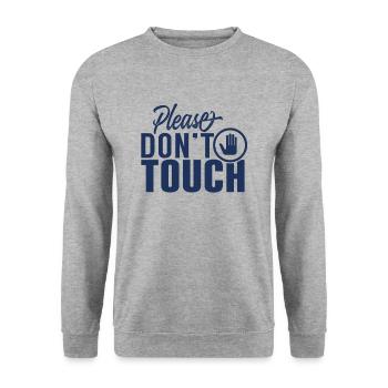 Bitte nicht anfassen Finger Hände Weg Berühren - Unisex Pullover - Weißgrau meliert - Vorne - Alina (178cm) & Michal (187cm)