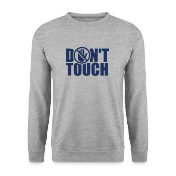 Nicht anfassen Berühren Finger Stop Hände Weg - Unisex Pullover - Weißgrau meliert - Vorne - Alina (178cm) & Michal (187cm)