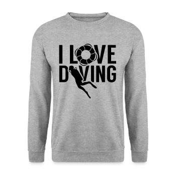 Ich Liebe Tauchen Taucher Scuba Diving Tauchkurs - Unisex Pullover - Weißgrau meliert - Vorne - Alina (178cm) & Michal (187cm)