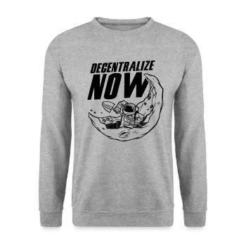 Now Crypto Blockchain Decentralize Crypto - Unisex Sweatshirt - salt & pepper - Front - Alina (178cm) & Michal (187cm)