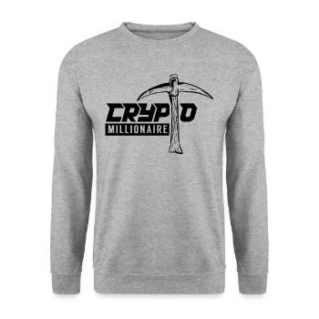Crypto Millionaire Blockchain Crypto Bitcoin - Unisex Sweatshirt - salt & pepper - Front - Alina (178cm) & Michal (187cm)