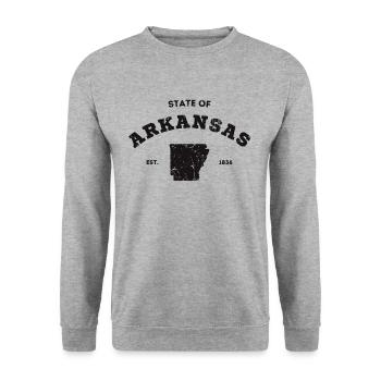 State of Arkansas USA College Vintage - Unisex Sweatshirt - salt & pepper - Front - Alina (178cm) & Michal (187cm)