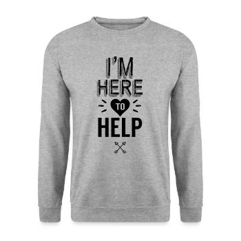 I'm here to help help helper - Unisex Sweatshirt - salt & pepper - Front - Alina (178cm) & Michal (187cm)