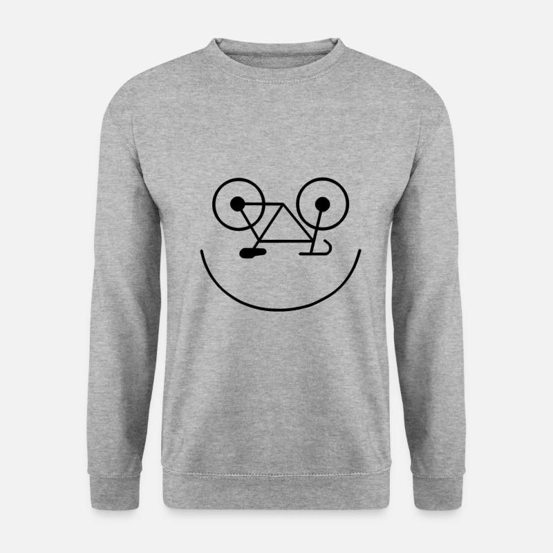 Lustige Fahrrad Lächelnd - Unisex Pullover - Weißgrau meliert