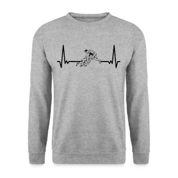 Heartbeat Wrestling ECG Wrestling Wrestling - Sweat-shirt Unisexe - gris chiné - Devant - Alina (178cm) & Michal (187cm)