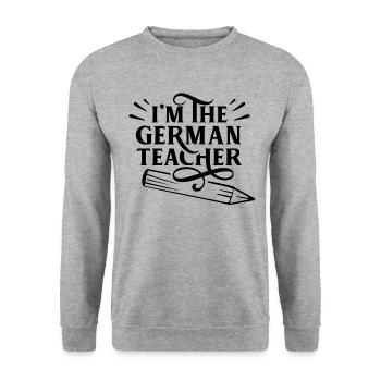 Ich Bin Der Deutschlehrer Deutsch Deutschlehrerin - Unisex Pullover - Weißgrau meliert - Vorne - Alina (178cm) & Michal (187cm)