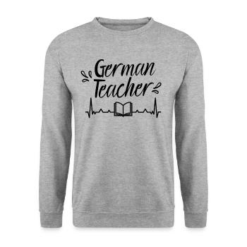 German teacher German German teacher - Unisex Sweatshirt - salt & pepper - Front - Alina (178cm) & Michal (187cm)