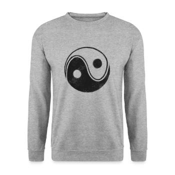Yinyang Zen Harmonie Meditation Spirituell - Unisex Pullover - Weißgrau meliert - Vorne - Alina (178cm) & Michal (187cm)
